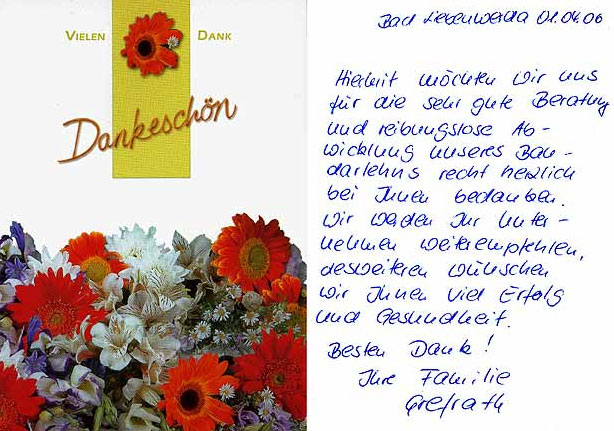 Referenzschreiben Familie Grefrath