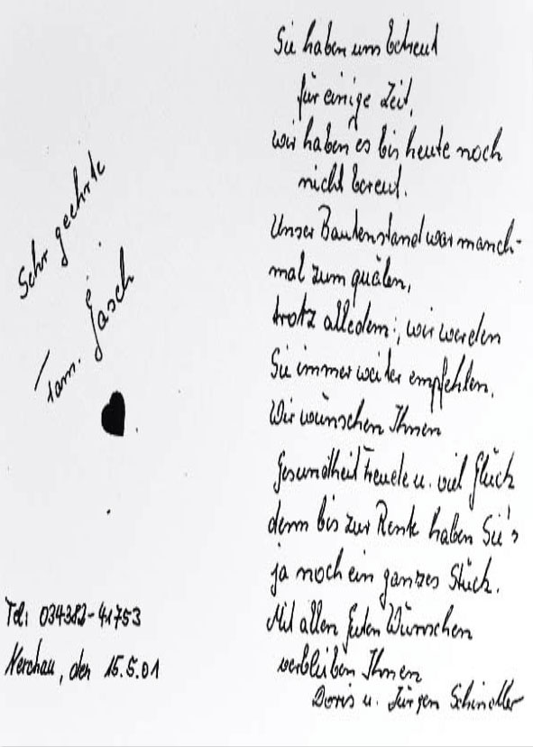 Referenzschreiben D. und J. Schindler